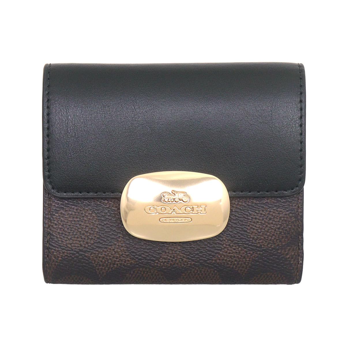 

Маленький кошелек Coach Eliza из фирменного покрытия и кожи (Двустворчатый) FCW801 CW801 Орех и Черный (Выход)