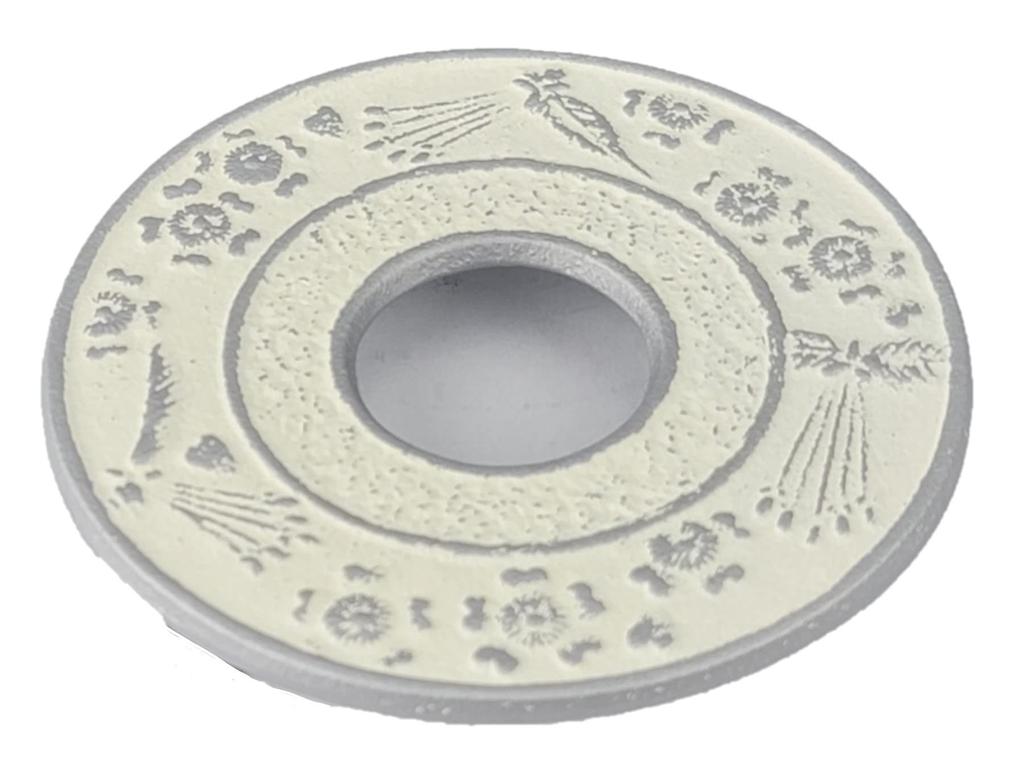 Iwachu Iwachu Small Sakura Kamashiki (Pot Holder), Silver/Linen, 10cm, Nanbu Ironware, 17603