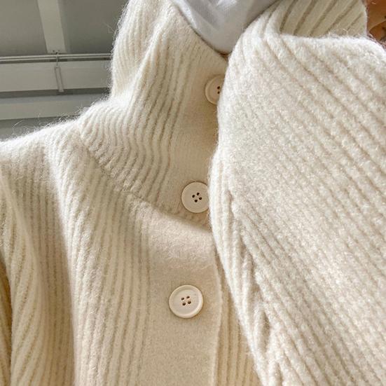 Podzim Zima Pánský Svetr Kardigan Vysoký Límec Ochrana Krku Pletený Silný Elastický Dlouhý Rukáv Volný Teplý Jednobarevný Pletený Oděv Denní Nošení Svetrový Kabát