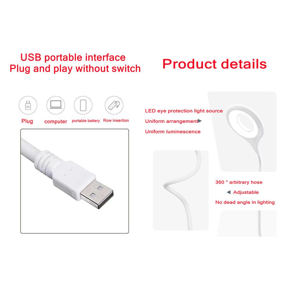 Portable Laptops USB LED Light Eye Care Table Desk Lamp for Power Bank Camping PC Laptops Book Night Lighting Furniture Supplies