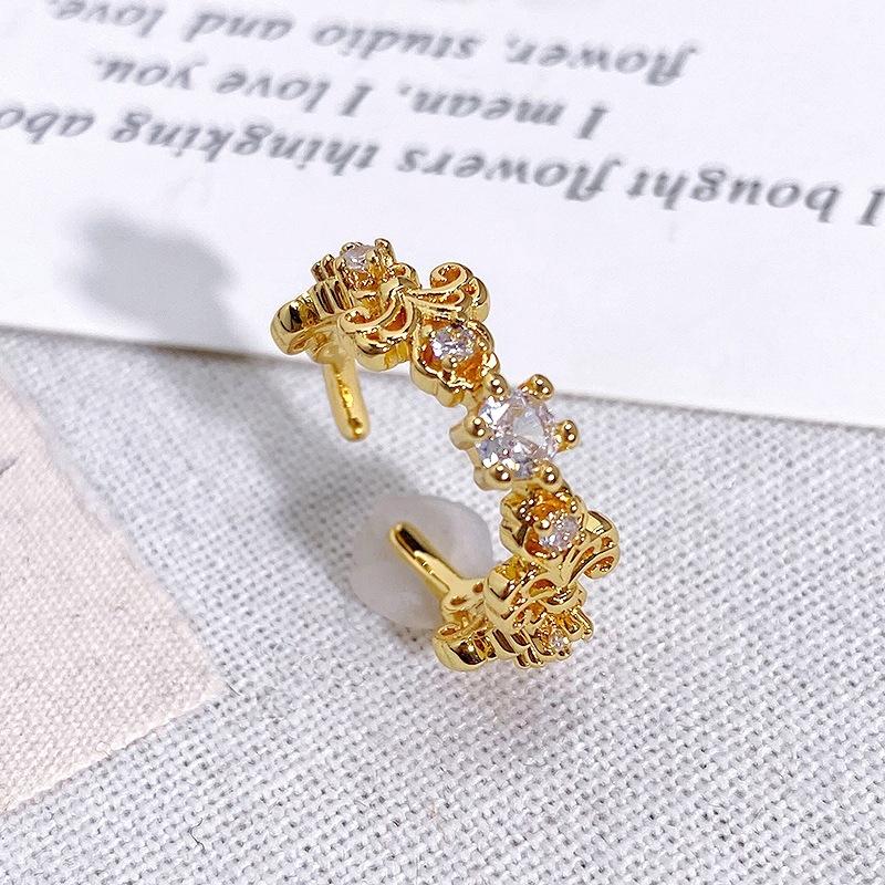 Medieval Vintage Premium Flash Diamond Retro Brushed Wide Version Open Ring Niche Light Luxury Stacked Ring Woman