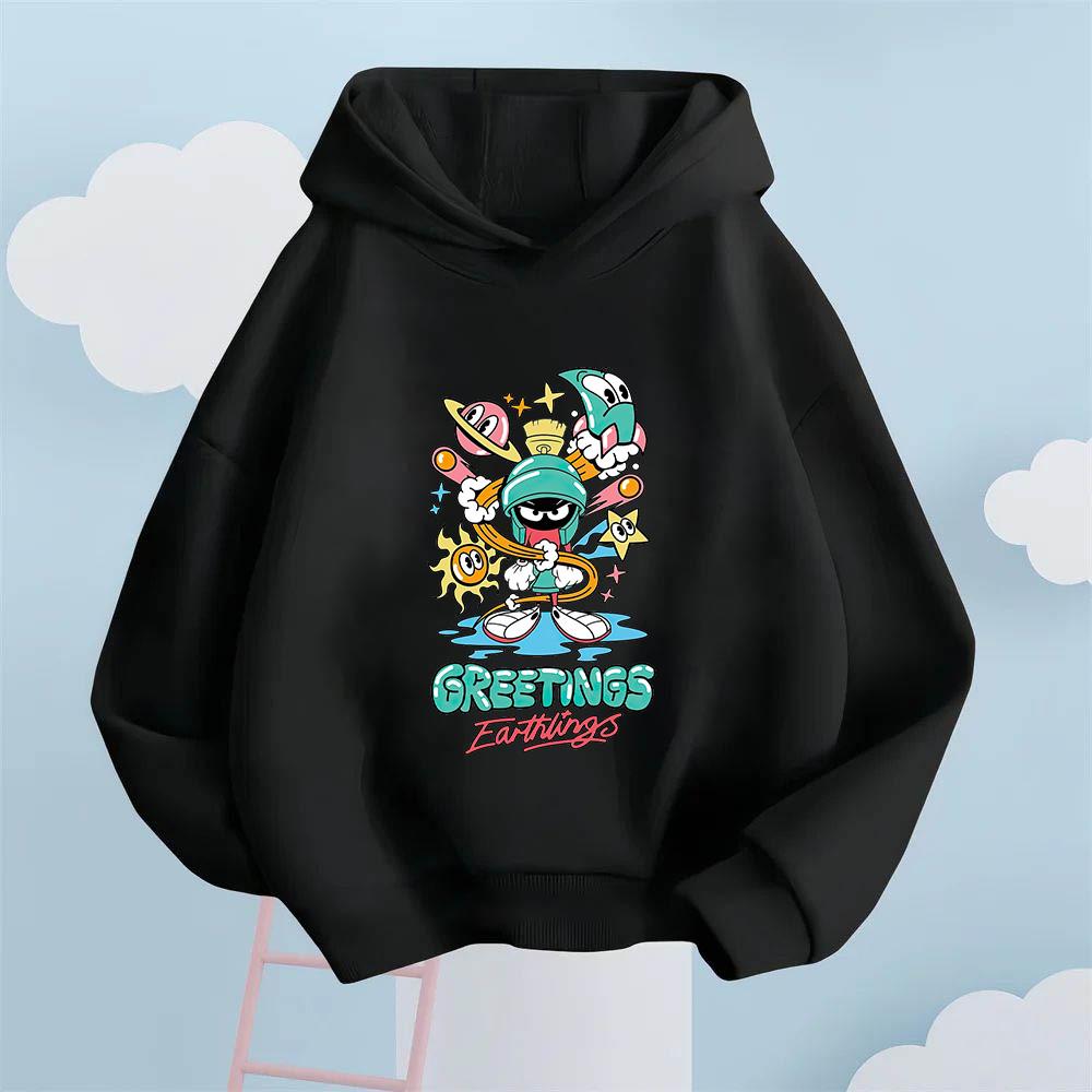 "GREETINGS" Graffiti Cartoon Printed Kids' Hoodie, Let Children Wear Personality-Filled Hip-Hop Playful Fashion Sense