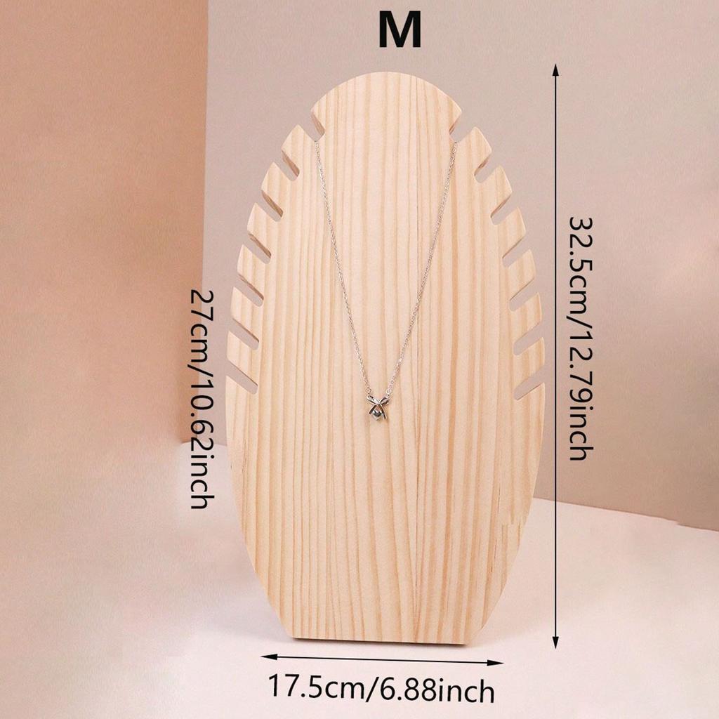 1pc Wooden Jewelry Display Holder Stand  Leaf Shape Chain Organizer Adjustable Length Necklace Bracelet Easel With Jewelry Show