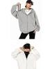 Unisex 420G Heavyweight Gray Hooded Cardigan: Trendy, Versatile Spring/Autumn Jacket for Couples