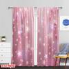 2D flat printing 2pcs Curtain Pink Starry Sky Versatile Polyester Fabric,Without Electricity Versatile Perfect for room decor