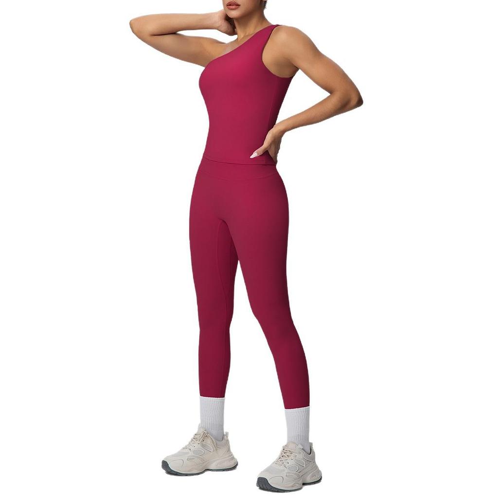 One-Shoulder Backless Sports Bra & High-Waisted Butt-Lifting Yoga Pants Set