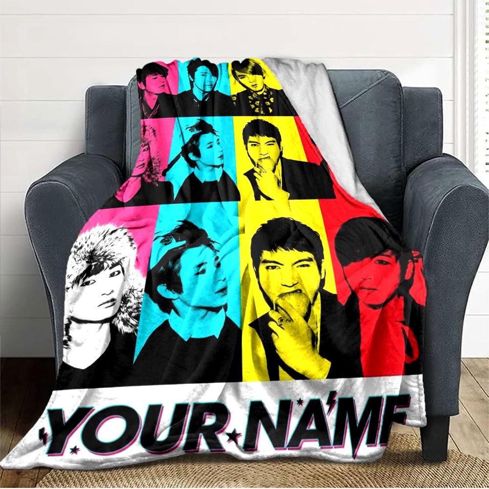 Name Custom Super Junior Print Flannel Blanket High Quality Warm Comfortable Cover for All Seasons Perfect for Gifts Home Decor
