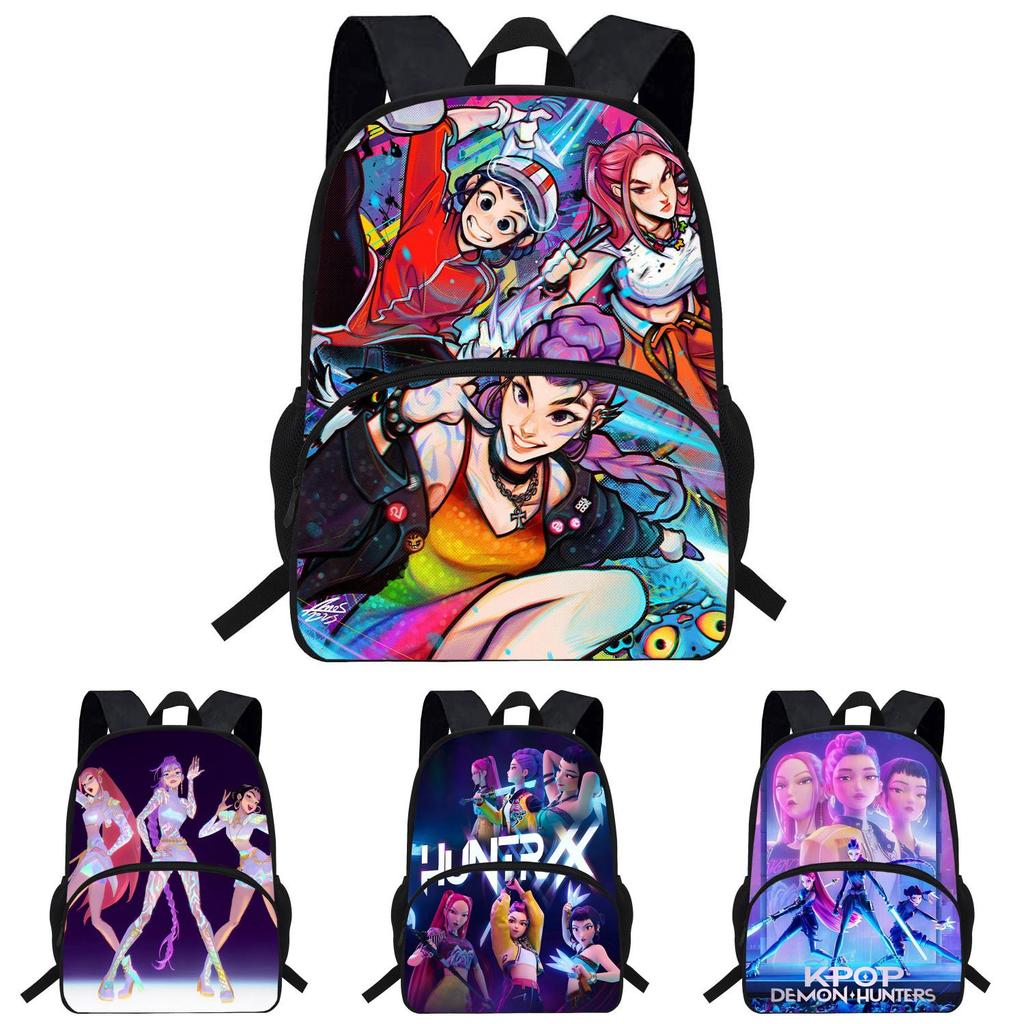 Kpop Demon Hunters Cartoon School Backpack With Durable Oxford Material And Antishock Design For Elementary Students
