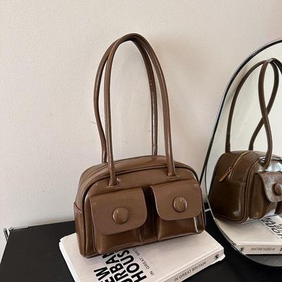 Trendy Women's Multi-Pocket Shoulder Bag - 2024 Autumn/Winter Retro Korean Style, Large Capacity