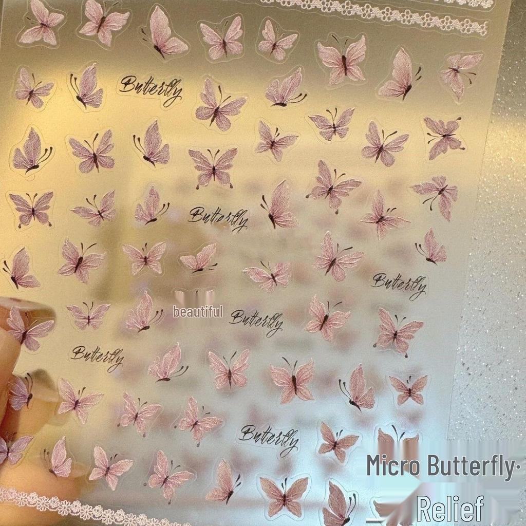 Iridescent Taro Purple Butterfly Nail Art Stickers