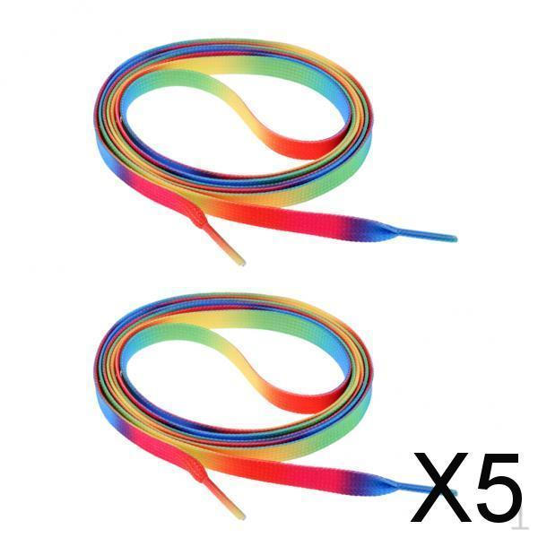 

5x1 пара вязаных шнурков для роликовых коньков, ботинок, хоккея, радужные