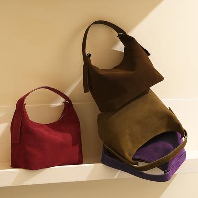 Autumn and Winter New High Mercerized Matte Cowhide Pillow Bag Niche Retro Handbag Commuting Versatile Leather Bag Women