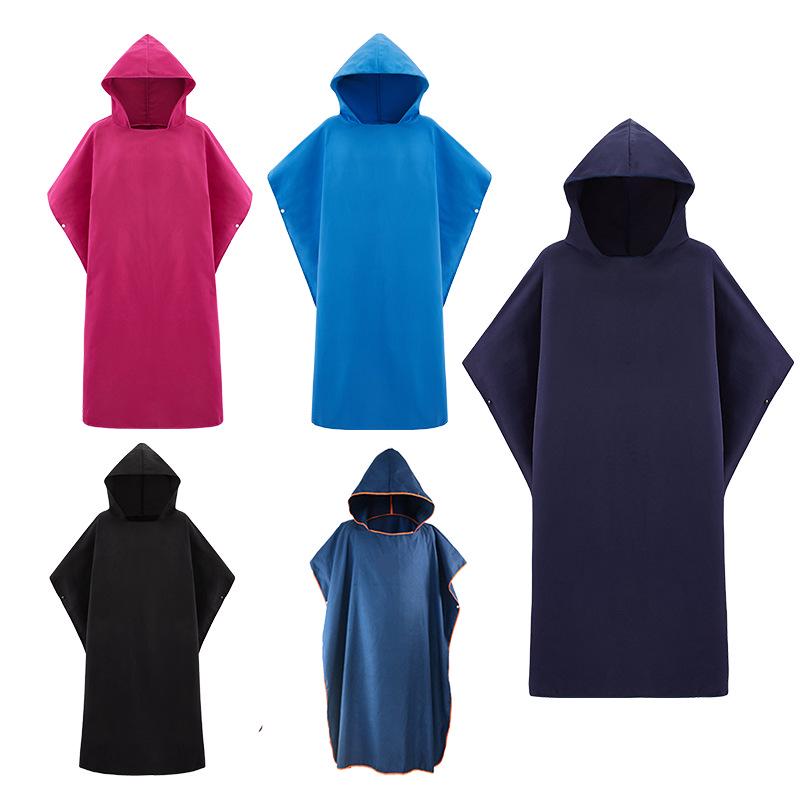 Poncho da surf per adulti con cappuccio in pile double-face - Asciugamano da spiaggia e per cambi ad asciugatura rapida.