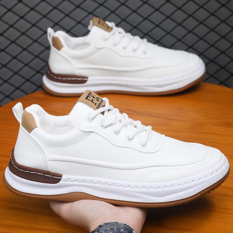 Men's Casual Shoes New Casual Leather Shoes Fashion Versatile Thick-soled Breathable Soft-soled Lace-up Round Head Work Shoes Men's Shoes