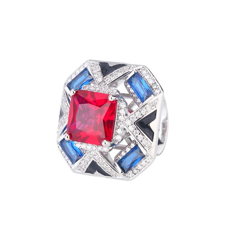 Jewelry Set, Ring, Necklace Will Change Color, Red Corundum, Colored Zirconium, Women'S High-End Fashion, Light Luxury And Versatile.