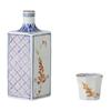 Sake Tokkuri and Ochoko Flower Square Tokkuri and Sake Cup Ceramic Mino Perfect for Cold and Hot Made In Japan Ale-net Set, Set, Hand-Called Design,