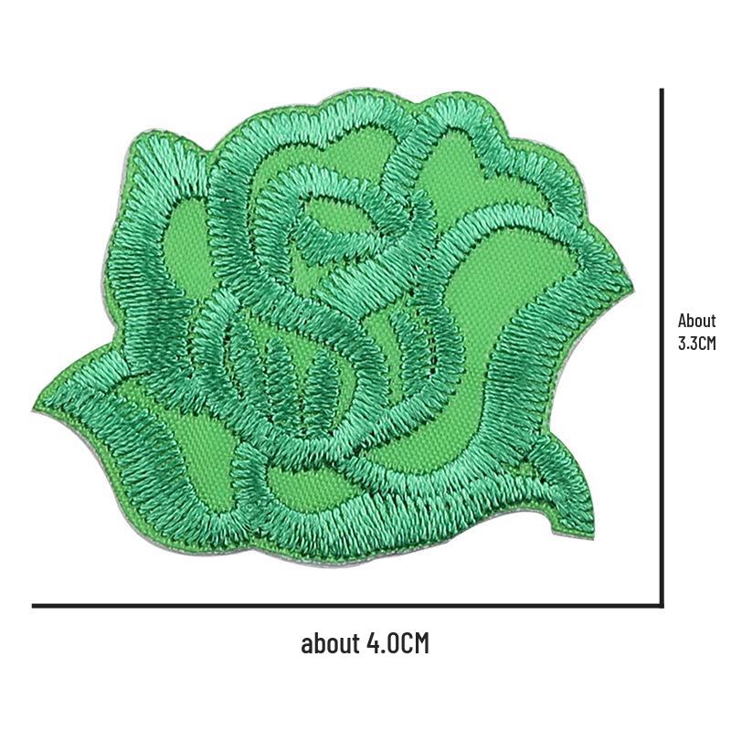 Self-Adhesive Small Embroidered Rose Patch - Fabric Jacket Label & Journal Decoration