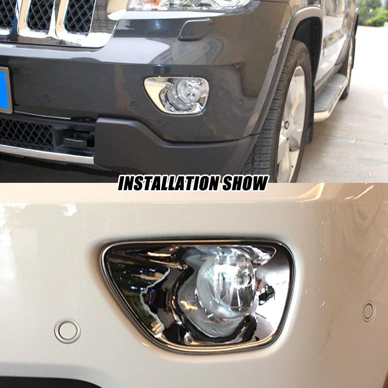 For Jeep Grand Cherokee 2010-2013 2014-2017 2018 ABS Chrome Front Fog Light Lamp Foglight Frame Cover Car Styling Accessories
