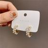 Silver Needle Simple Pearl Zircon Earrings Korean Fashion Stud Earrings C-shaped Earrings Temperament Light Luxury Earrings Internet Celebrity