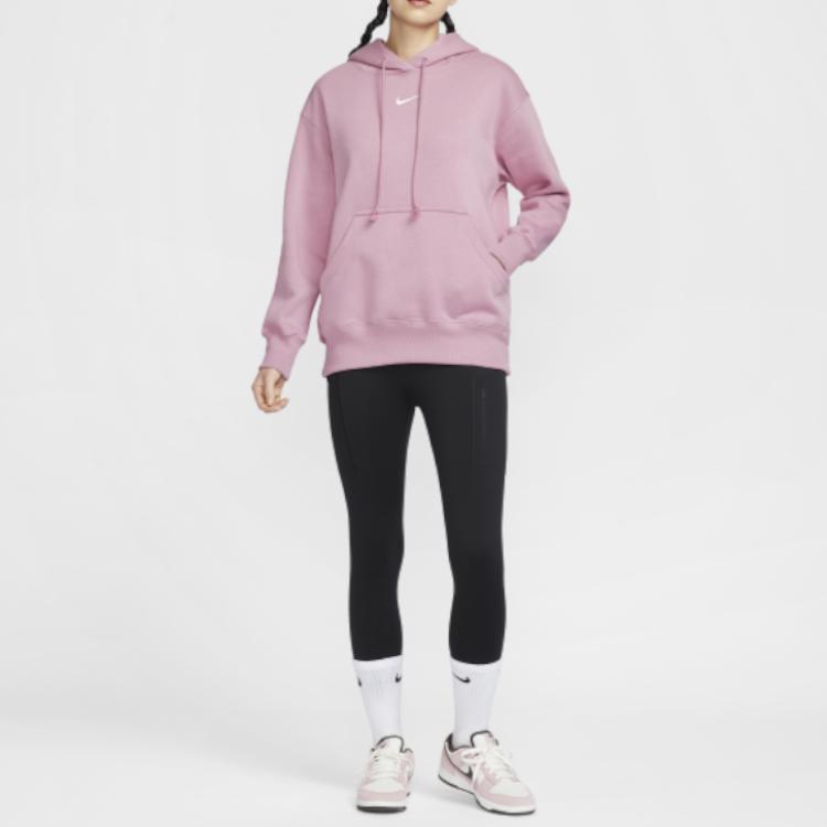 Nike Pullover Comfortable Skin-Friendly Hooded Long Sleeve Sweatshirt Women Sweatshirt Pink DQ5861699