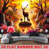 Deer Sunset River Landscape Wall Tapestry 2D Flat Banner Not 3D Nature Art Home Decor For Living Room Bedroom