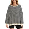 Women's Fashionable Casual Long Sleeved Loose Striped Top