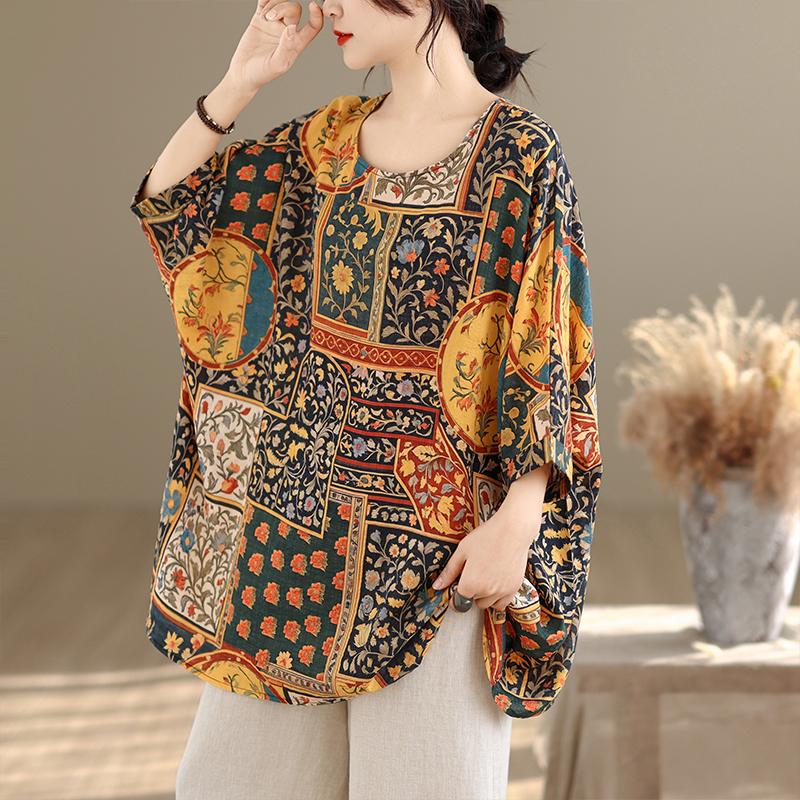 DIMANAF 2026 Plus Size New T-Shirt Women Flower Print Loose Casual O-Neck Lady Tops Tees Shirts Oversize Summer