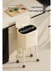 High-End Wheeled Trash Can with Lid: No-Bend, Press To Open, Light Luxury Design for Kitchen & Living Room