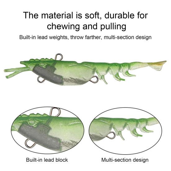 Fishing Lure Shrimp Swimbait Realistic Looking Vivid Color 360-Degree Rotating Sequins Pre-Rigged Fishing Jigs Fishing Bait