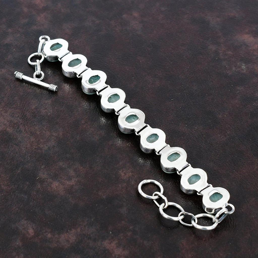 Pulseira de Amazonita Pulseira de Prata de Lei 925 Joia de Pedra Preciosa Pulseira de Corrente Ajustável Joia de Prata Feita à Mão Pulseira Elegante Para Presente