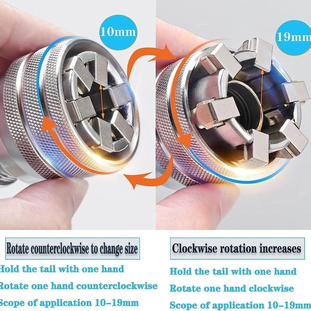 Multifunctional Ratchet Wrench Universal Adjustable Socket 10-19mm Magic Spanner Repair Tool Accessory