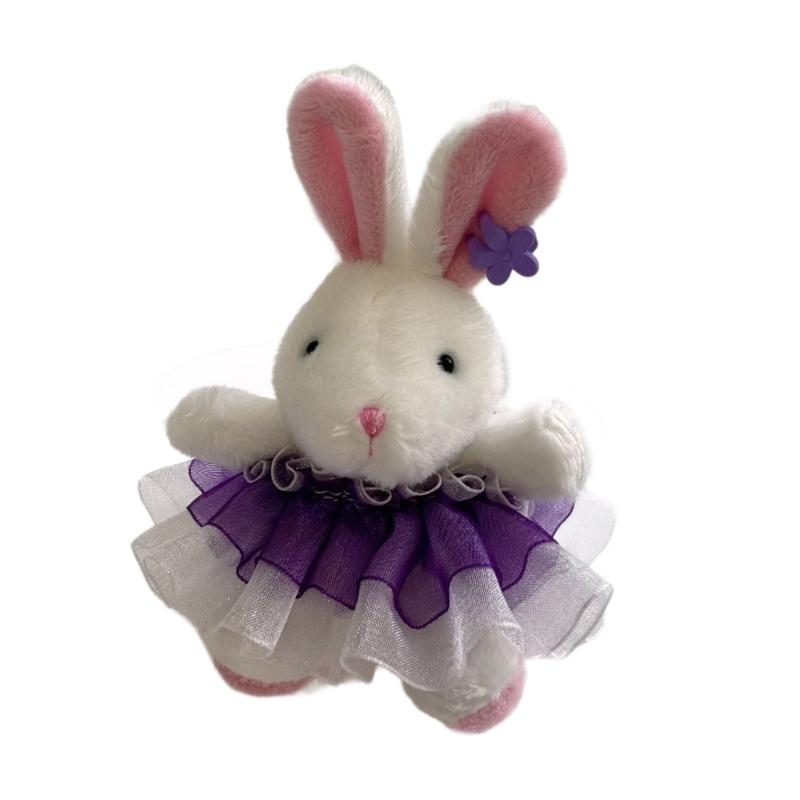 Lovely Rabbits Toy Keychain Soft Plush Pendant Key Chain Cartoon Animal Shaped Keyrings Ornament Stylish Bag Charm