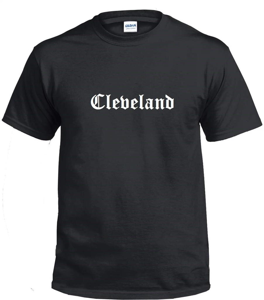 Cleveland T-Shirt Black White Gangster Old English Original Thug Life Tee Shirt
