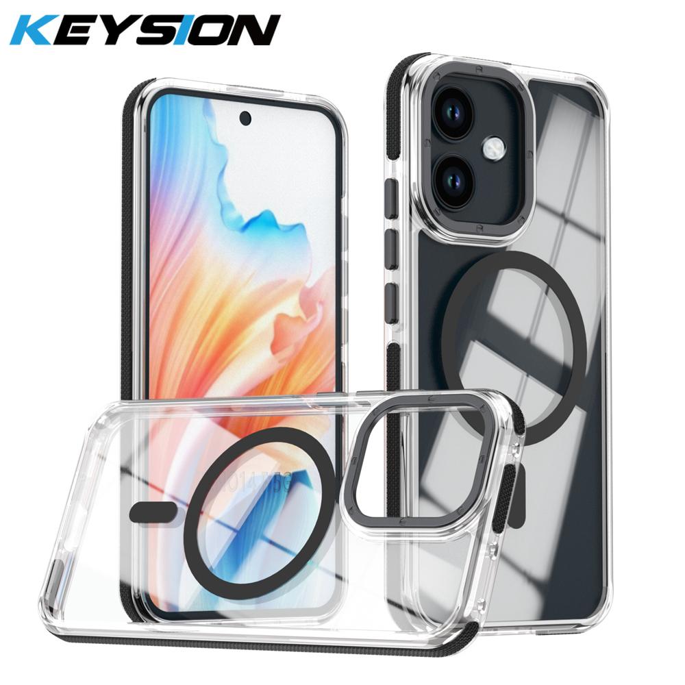 

KEYSION HD Transparent Magnetic Case for MagSafe for OPPO A3 A3X 5G Clear Shockproof Phone Back Cover for OPPO A5i for OPPO A3 чёрный