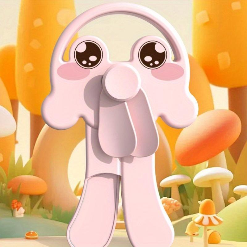 3pcs Cute Cartoon Manual Press Fans,Portable Handheld Mini Fans In Pink, Blue, and White, Plastic, No Battery Required, Ideal for Summer, Manual Fan