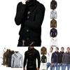 Elegant Men Long Sleeve Knitted Sweater With Horn Buttons And Turtleneck Coat Cardigan