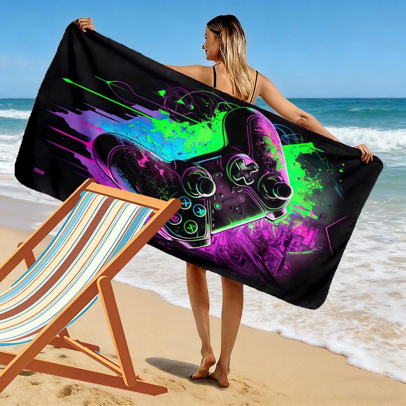 Gamepad-Print Strandtuch, Großes Weiches Schnelltrocknendes Handtuch für Strand Camping Schwimmen