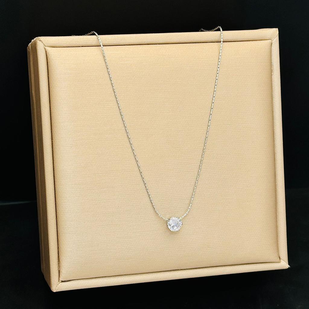 Luxury Fashion Stainless Steel Gold Color 6-claw Heart Zircon Pendant Necklace for Women Exquisite Does Not Fade Collar Jewelry