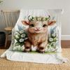 1PC Goat flowersOutdoor Flannel Blanket - Soft Plush Decor for Picnics, Camping, Bedroom, Playroom, Office, or Lunch Break 1229A