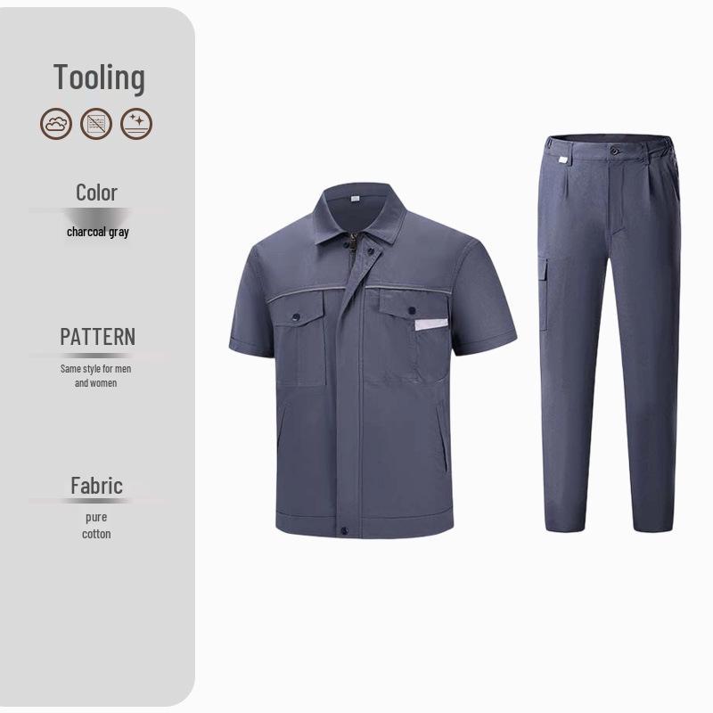 Durable Summer Cotton Twill Workwear Set with Custom Logo - Wear-Resistant Labor Protection Uniform