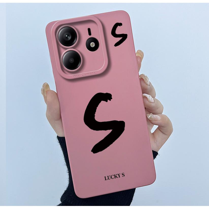 For Xiaomi Redmi Note 14 5G Cover Case Lucky Initial Letter Couple Silicone Soft Matte Phone Bumper for Redmi Note14 5G Casing