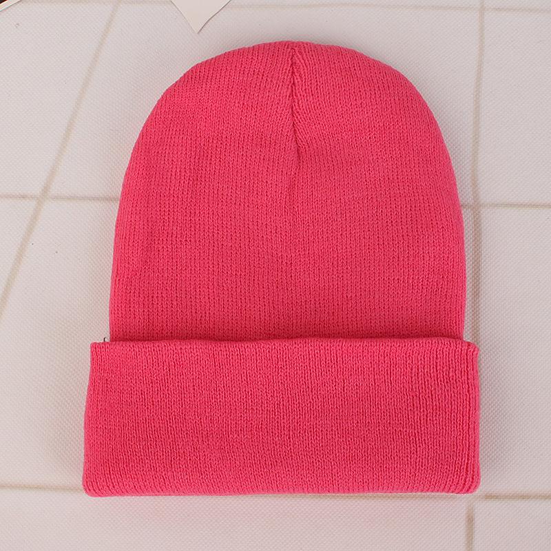Unisex Fluorescent Acrylic Beanie – European and American Candy Color Knit Hat for Autumn and Winter