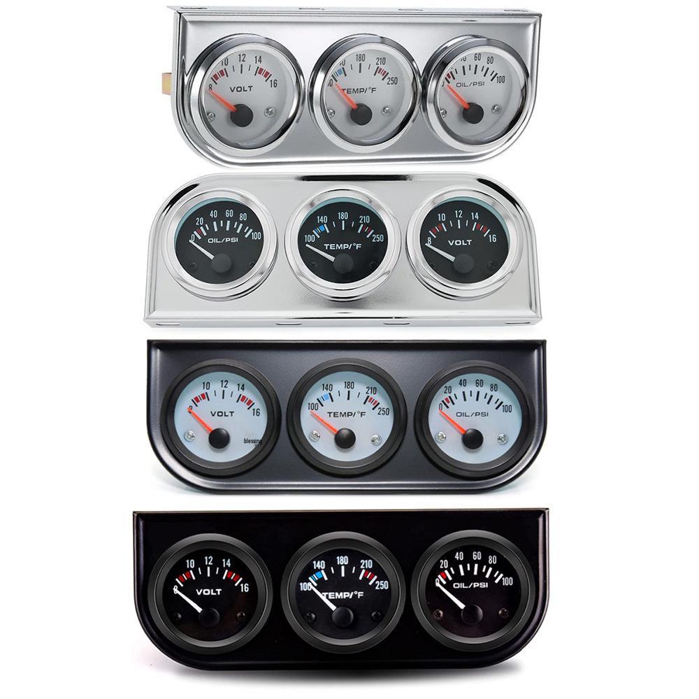 Black Triple Gauge: Water Temp (°F), Oil Pressure (psi), Voltmeter for Car Instrument Modification