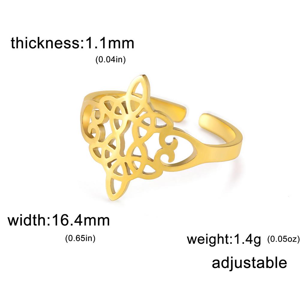 Witch Knot Ring for Women Stainless Steel Adjustable Open Finger Rings New Witchcraft Amulet Jewelry Birthday Gift