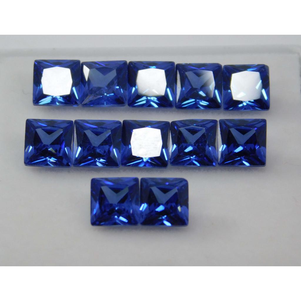 7x5 mm Natural 12 PCS Loose Gemstone CERTIFIED Rare Blue Sapphire Square Cut MULTTIQ135