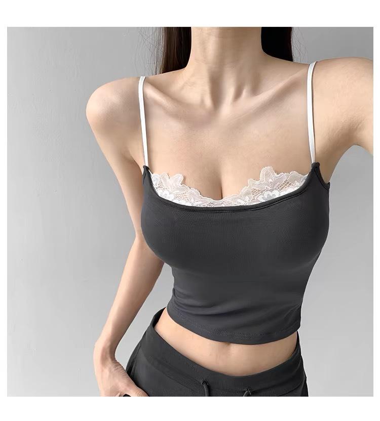 Rayon Lace Trim Sexy Camisole for Women - 2024 Summer Slimming Top