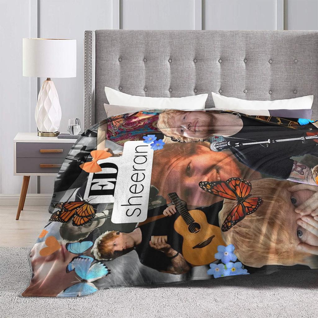 Ed Sheeran Tour Flannel Blanket Soft Warm Throw Blanket for Couch Bed Picnic Print Bedspread Sofa Bed Cover