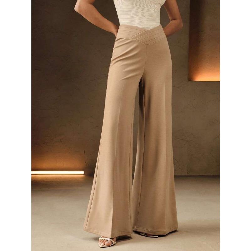Pantalones Casuales Largos Acampanados Lisos de Cintura Alta Adelgazantes para Levantar Glúteos