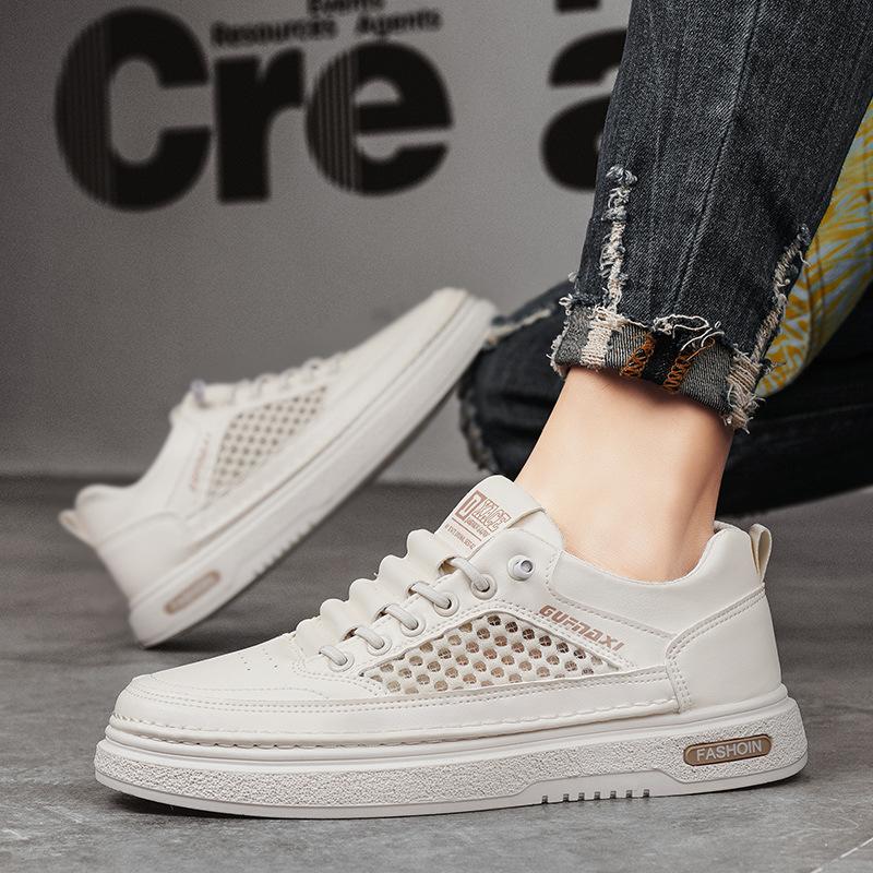 Little white shoes summer new breathable mesh fashion men's casual shoes personalized soft sole hollow youth board shoes