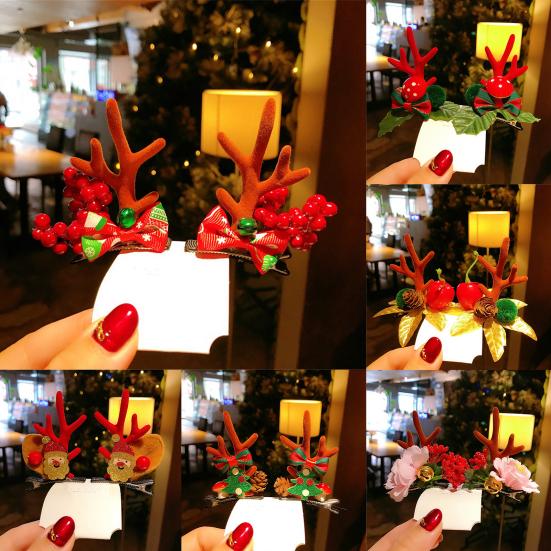 

2 шт./компл., милые рождественские рога лося, заколка для волос, милый орнамент, подарки